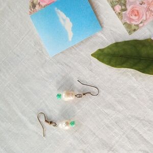 🌊 COASTAL GRANDMOTHER 🌊 VTG artisan baroque freshwater pearl dangle earrings